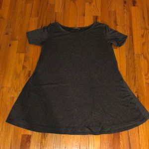 gray midi shirt dress